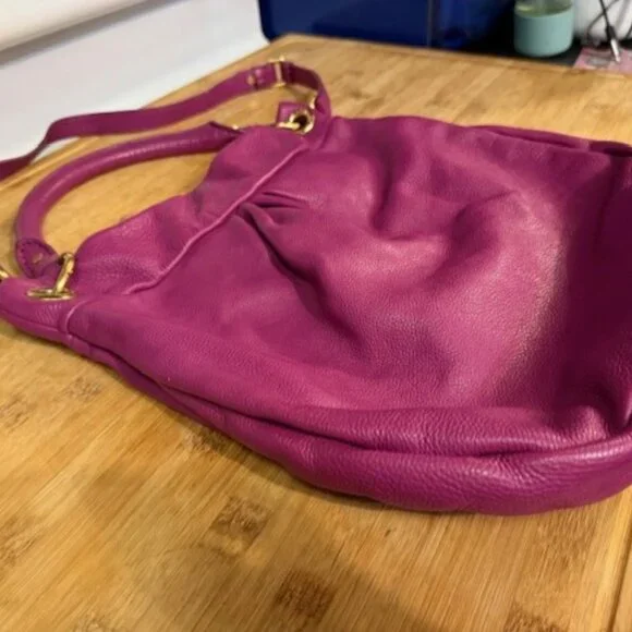 Vintage Y2K Marc Jacobs Raspberry Hillier Leather Hobo Bag - Picture 14 of 16